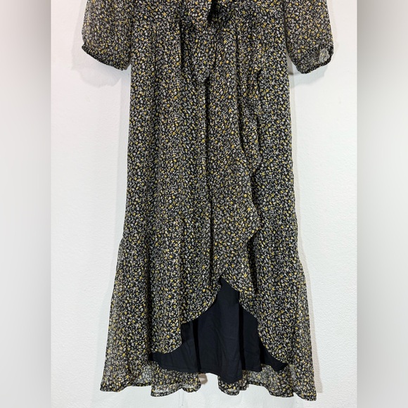 Abercrombie & Fitch Ruffle Hem Faux Wrap Midi Dress High Low w/ Scrunchie Sz M - Picture 7 of 10